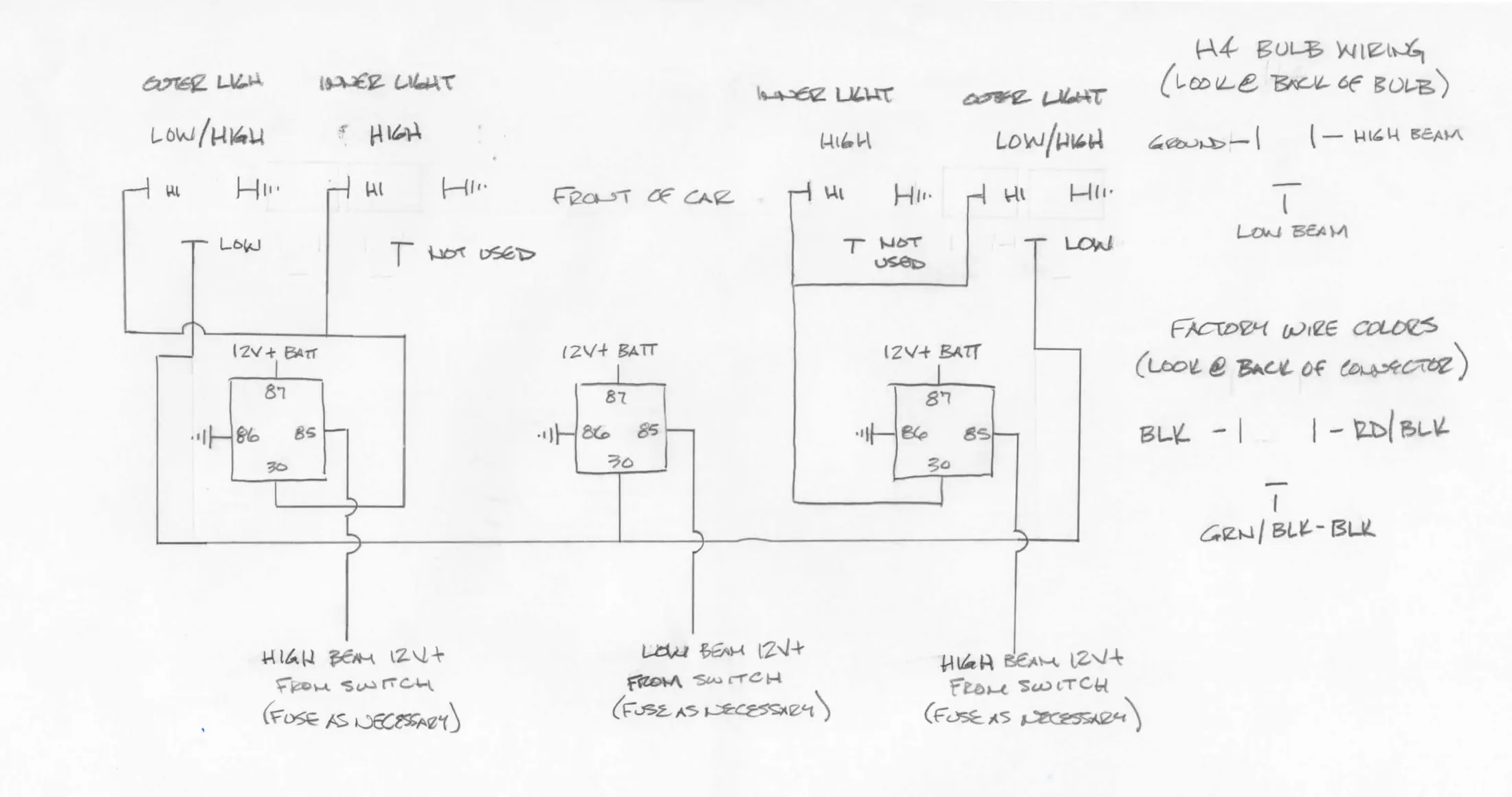 1983 Thunderbird Diamond Headlight wit H4 Bulb Conversion Wiring Diagram.webp
