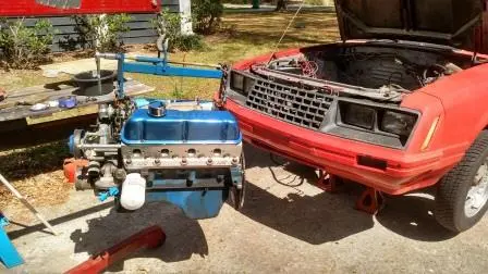 82 mustang engine going in.webp