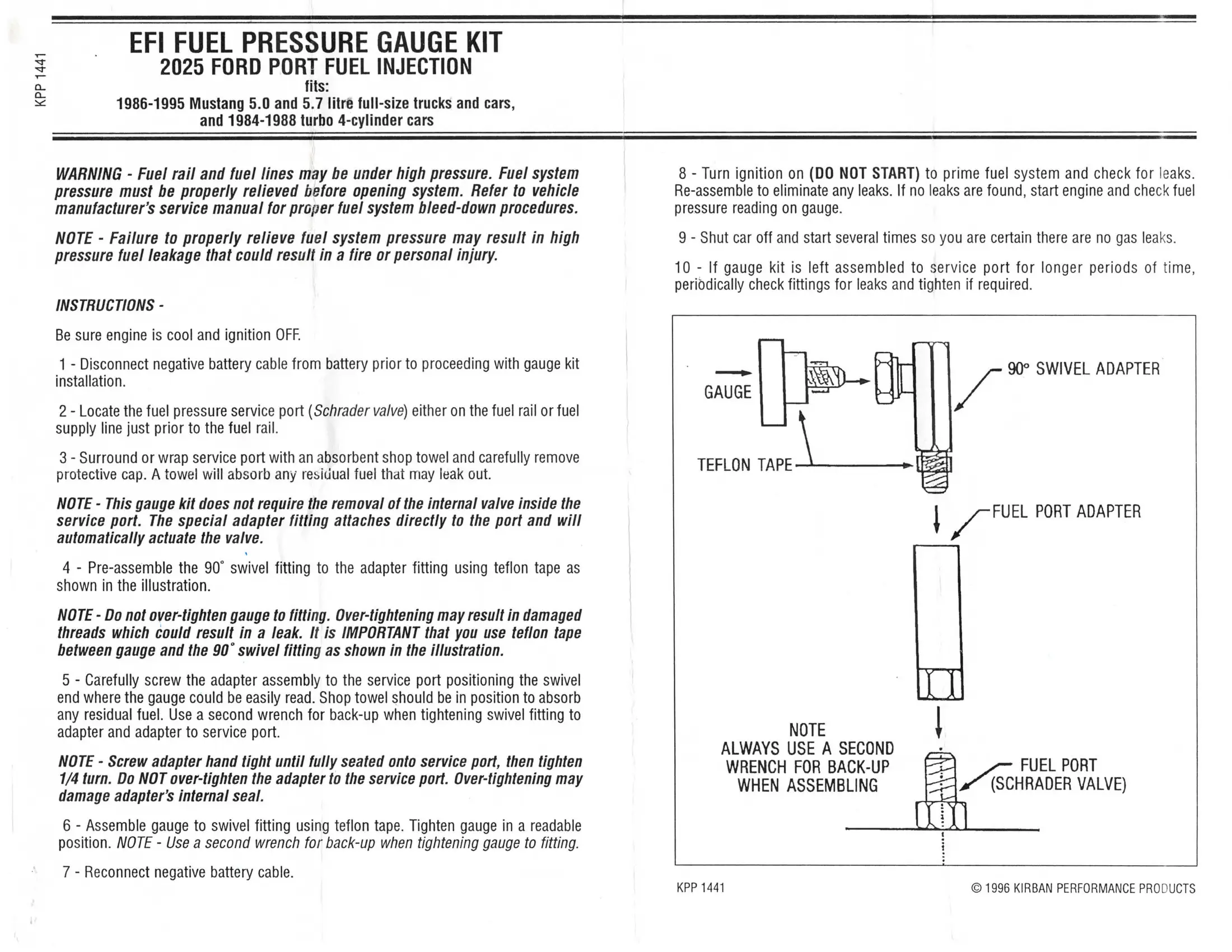 Kirban EFI Fuel Press Gauge Kit Instructions.webp