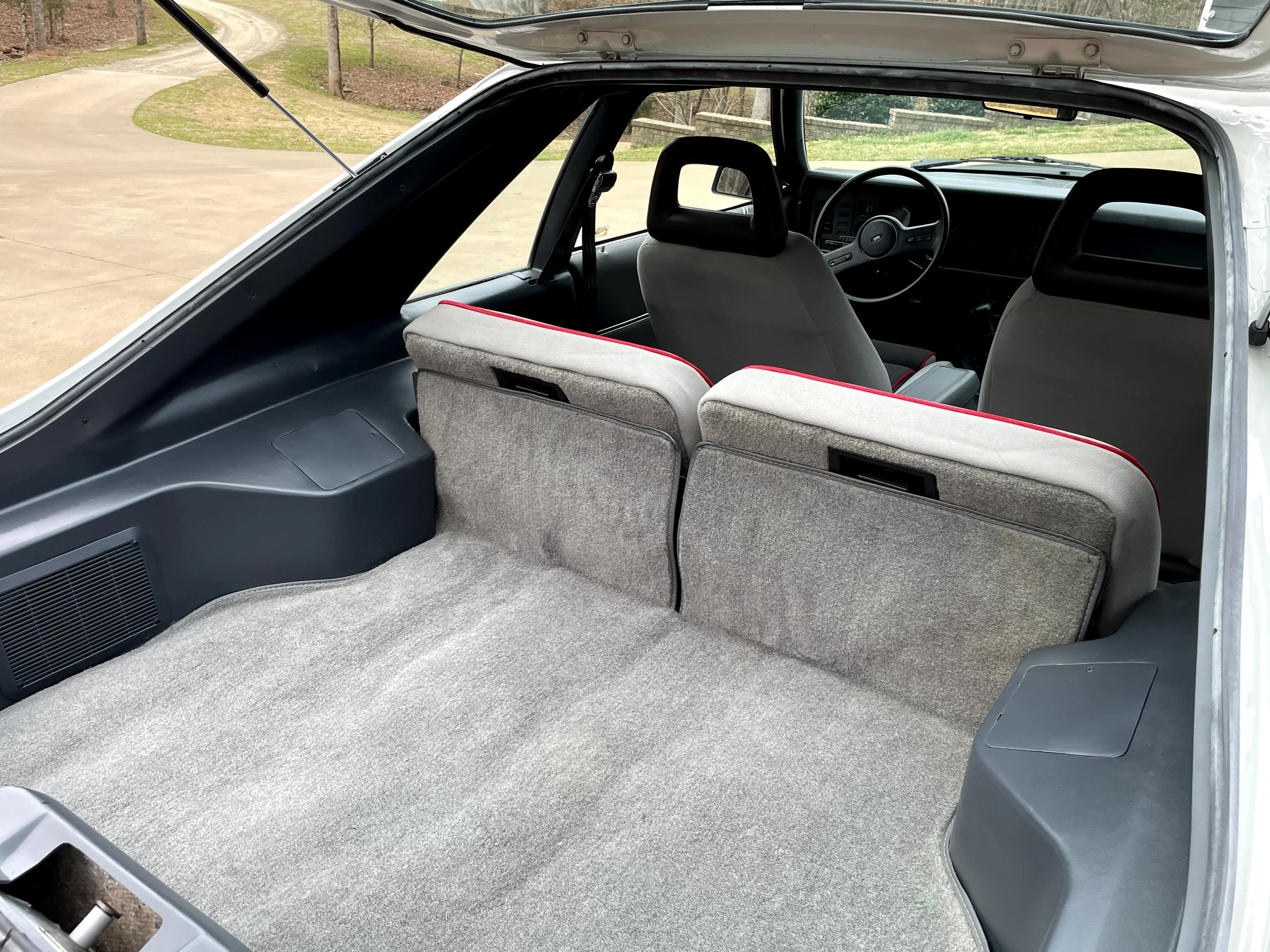 New carpet, seat upholstery, painted release handles